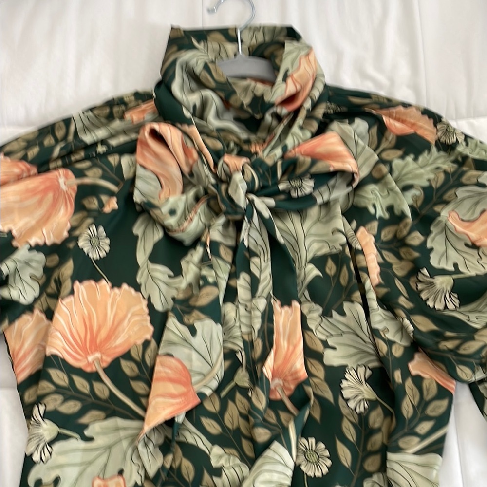 Floral Green and Peach Women's Top